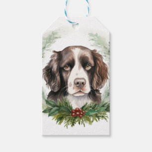 Springer spaniel Christmas Wreath Festive Pup Gift Tags