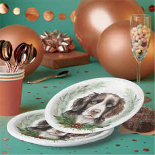Springer spaniel Christmas Wreath Festive Pup Paper Plate