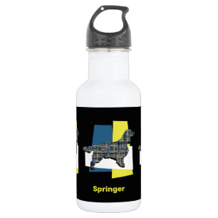 Springer Spaniel Cute Pet Dog Silhouette Y&B Grid 532 Ml Water Bottle