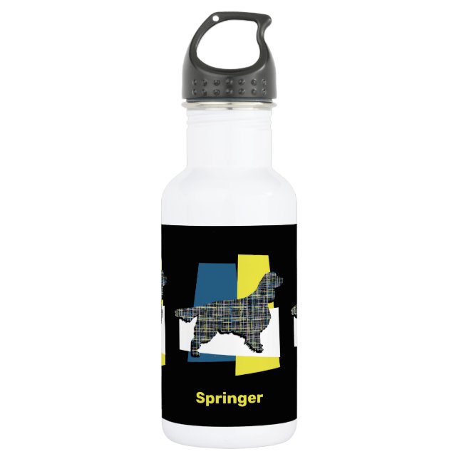 Springer Spaniel Cute Pet Dog Silhouette Y&B Grid 532 Ml Water Bottle (Front)