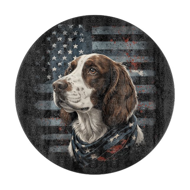 Springer Spaniel Dog American Flag Cutting Board (Front)