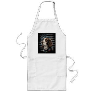 Springer Spaniel Dog American Flag Long Apron