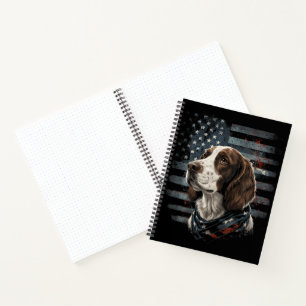 Springer Spaniel Dog American Flag Notebook