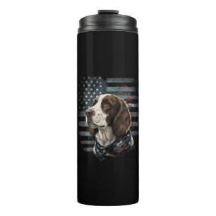 Springer Spaniel Dog American Flag Thermal Tumbler