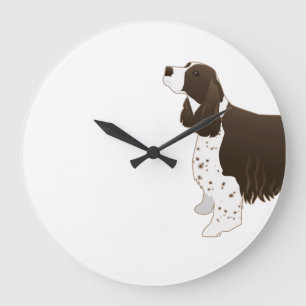 Springer Spaniel Dog Basic Breed Silhouette Brown Large Clock