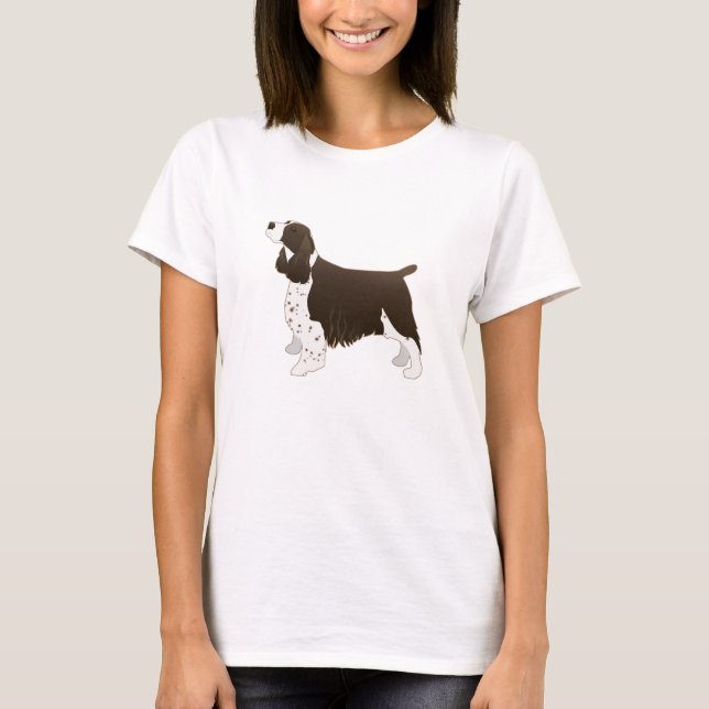 Springer Spaniel Dog Basic Breed Silhouette Brown T-Shirt (Front)