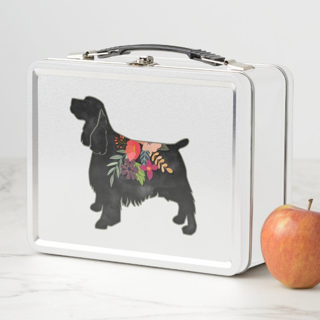 Springer Spaniel Dog Breed Bohemian Floral Metal Lunch Box (In Situ)