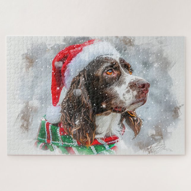 Springer Spaniel Dog Christmas Festive Jigsaw Puzzle (Horizontal)