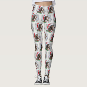 Springer Spaniel Dog Christmas Festive Leggings
