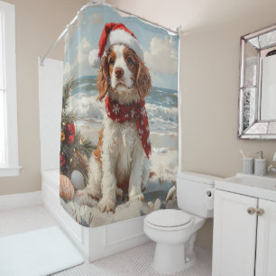 Springer Spaniel Dog Christmas Vintage Beach