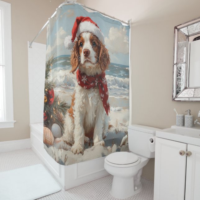 Springer Spaniel Dog Christmas Vintage Beach (In Situ)