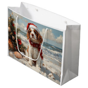 Springer Spaniel Dog Christmas Vintage Beach Large Gift Bag