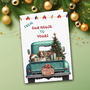 Springer Spaniel Dog Farm Truck Christmas Card