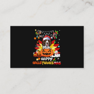 Springer Spaniel Dog Halloween And Merry Christmas Business Card