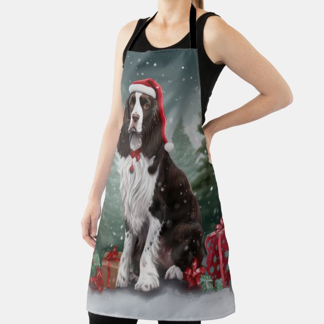 Springer Spaniel Dog in Snow Christmas Apron (Insitu)