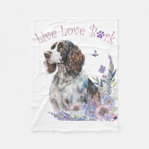 Springer Spaniel Dog Mom Floral Fleece Blanket