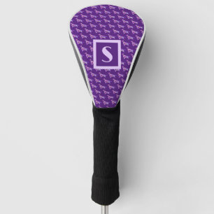 Springer Spaniel Dog Purple Silhouette Monogram Golf Head Cover