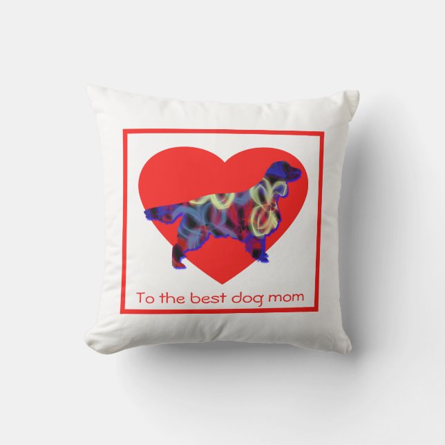 Springer Spaniel Dog Red Heart Mother’s Day Throw Pillow (Front)