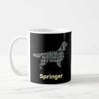 Springer Spaniel Dog Silhouette Yellow &Black Grid