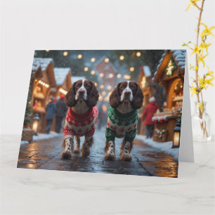 Springer Spaniel Dogs Christmas Snow Holiday Card