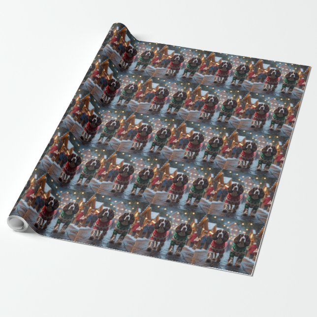 Springer Spaniel Dogs Christmas Snow Holiday Wrapping Paper (Unrolled)
