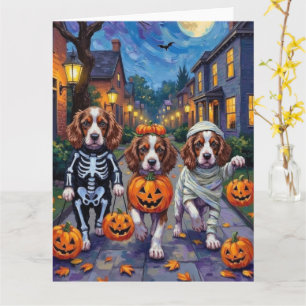 Springer Spaniel Dogs In Halloween Costumes Card