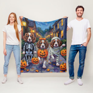 Springer Spaniel Dogs In Halloween Costumes Fleece Blanket