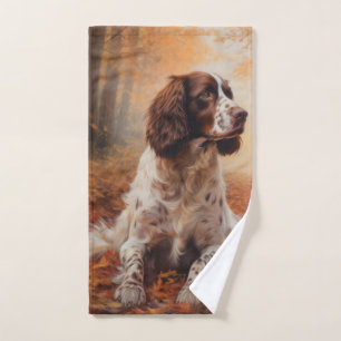Springer Spaniel in Autumn Leaves Fall Inspire Bath Towel Set