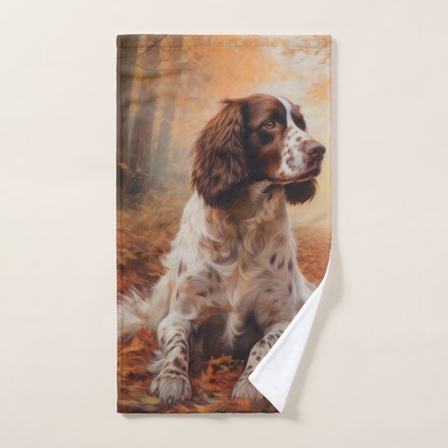 Springer Spaniel in Autumn Leaves Fall Inspire  Bath Towel Set (Hand Towel)