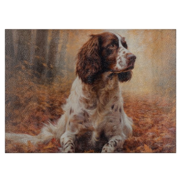 Springer Spaniel in Autumn Leaves Fall Inspire  Cutting Board (Front)