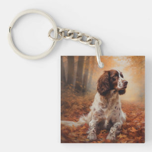 Springer Spaniel in Autumn Leaves Fall Inspire Keychain