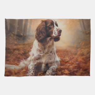 Springer Spaniel in Autumn Leaves Fall Inspire  Kitchen Towel