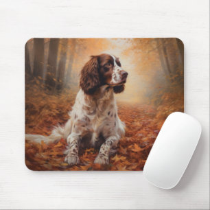 Springer Spaniel in Autumn Leaves Fall Inspire  Mouse Pad