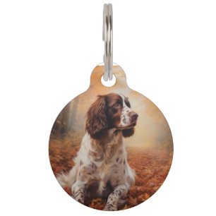 Springer Spaniel in Autumn Leaves Fall Inspire Pet Tag