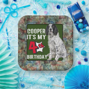 Springer Spaniel Personalized 4th birthday party Paper Plate