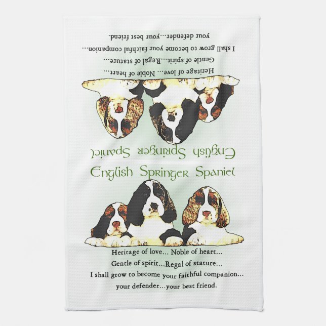 Springer Spaniel Puppies Kitchen Towel (Vertical)