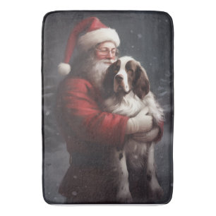 Springer Spaniel Santa Claus Festive Christmas Bath Mat