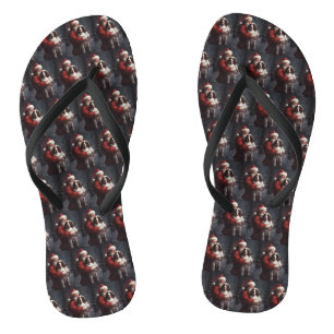 Springer Spaniel Santa Claus Festive Christmas Flip Flops