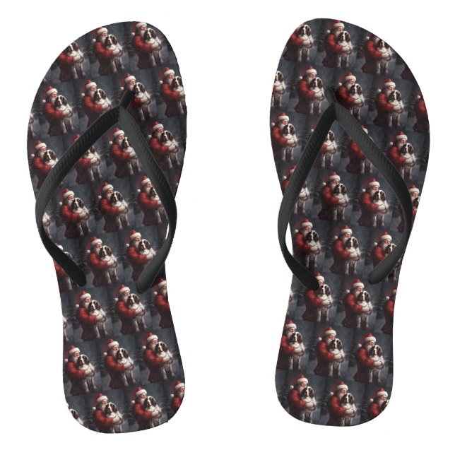 Springer Spaniel Santa Claus Festive Christmas Flip Flops (Footbed)