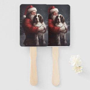 Springer Spaniel Santa Claus Festive Christmas Hand Fan