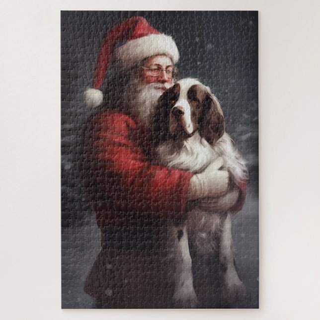 Springer Spaniel Santa Claus Festive Christmas Jigsaw Puzzle (Vertical)
