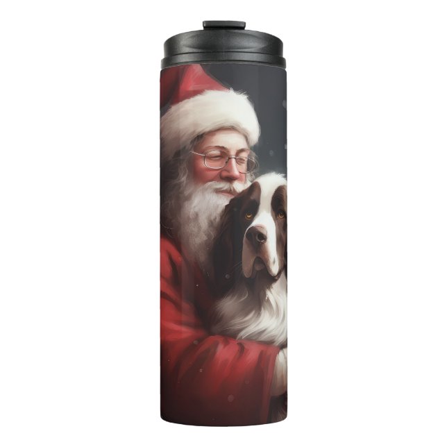 Springer Spaniel Santa Claus Festive Christmas Thermal Tumbler (Front)