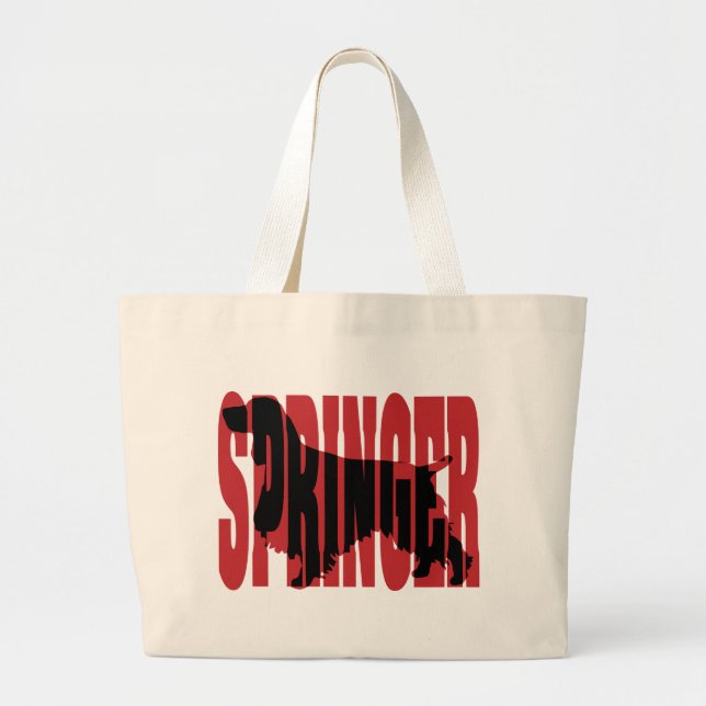 Springer Spaniel silhouette Large Tote Bag (Front)