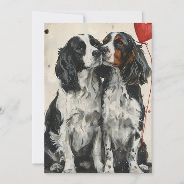 Springer Spaniel Valentine's Day  Holiday Card (Front)