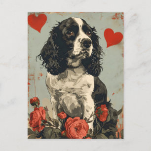 Springer Spaniel Valentine's Day Vintage Postcard
