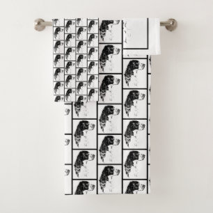 Springer Spaniel Vintage Dog Art  Bath Towel Set
