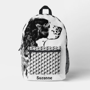 Springer Spaniel Vintage Dog Art Personalized Printed Backpack