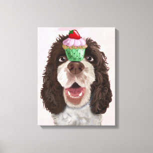 Springer Spaniel with Cupcake Canvas Print