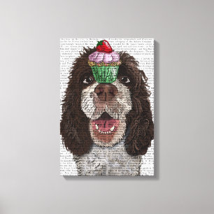 Springer Spaniel with Cupcake Canvas Print