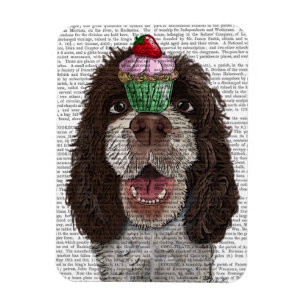 Springer Spaniel with Cupcake Magnet